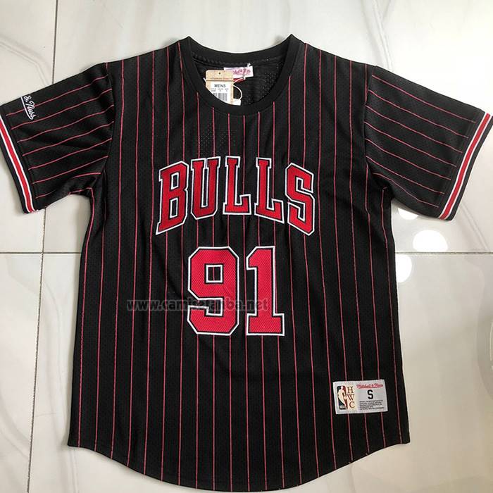 Camiseta Manga Corta Chicago Bulls Dennis Rodman NO 91 Negro